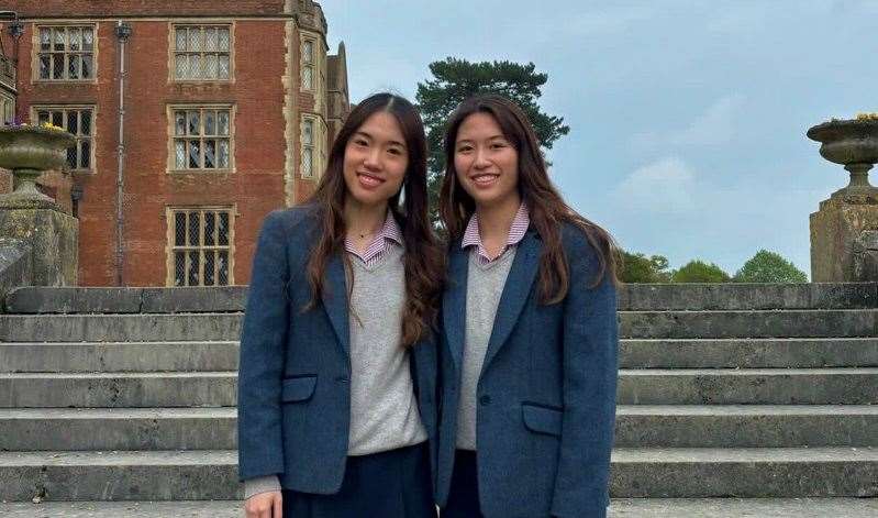 Twins Nicola and Victoria Tsang both achieved two A*s and two As in their A-levels at Benenden School. Picture: Benenden School