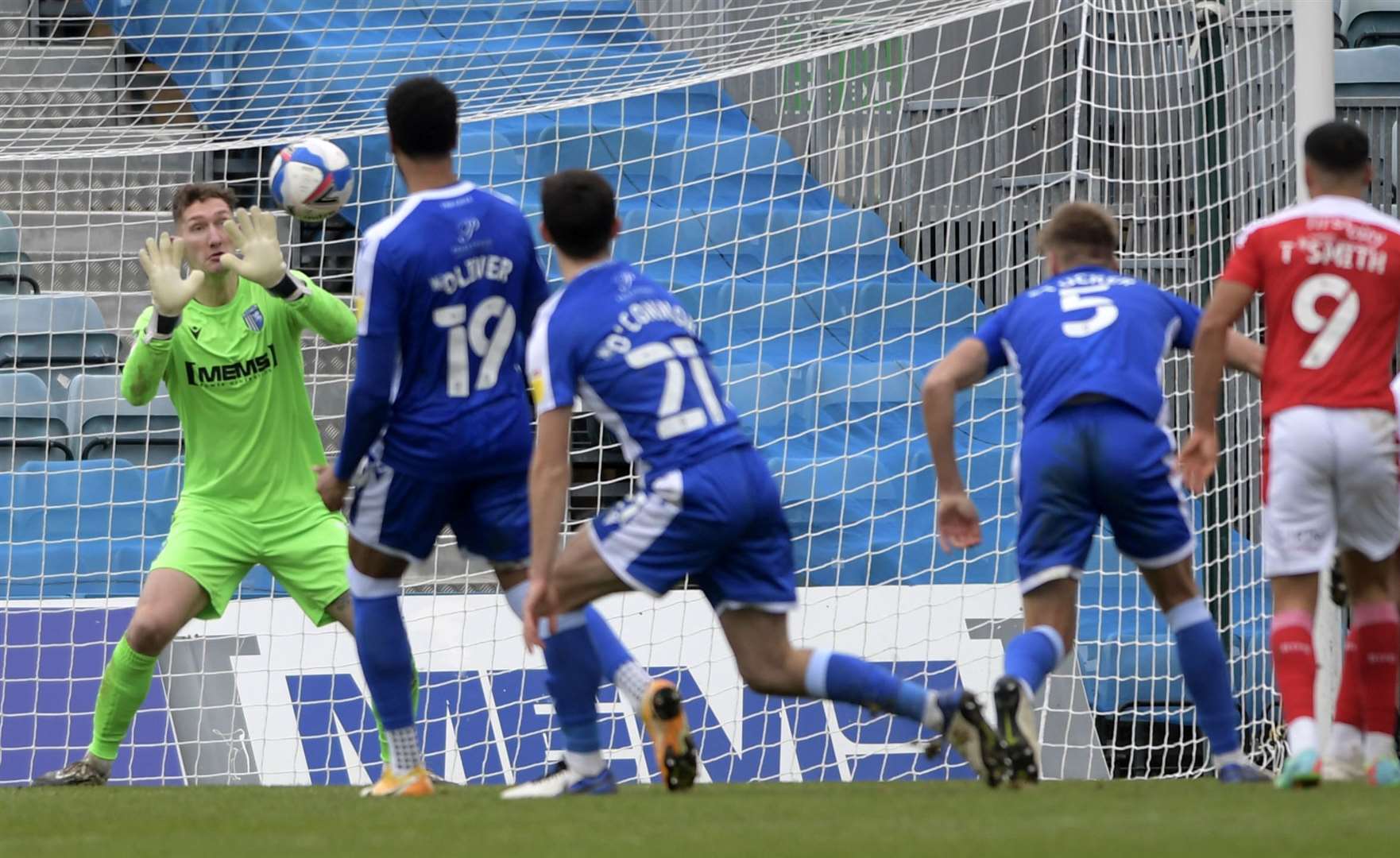 Gillingham keeper Jack Bonham makes a save against Swindon. Picture: Barry Goodwin (43420967)