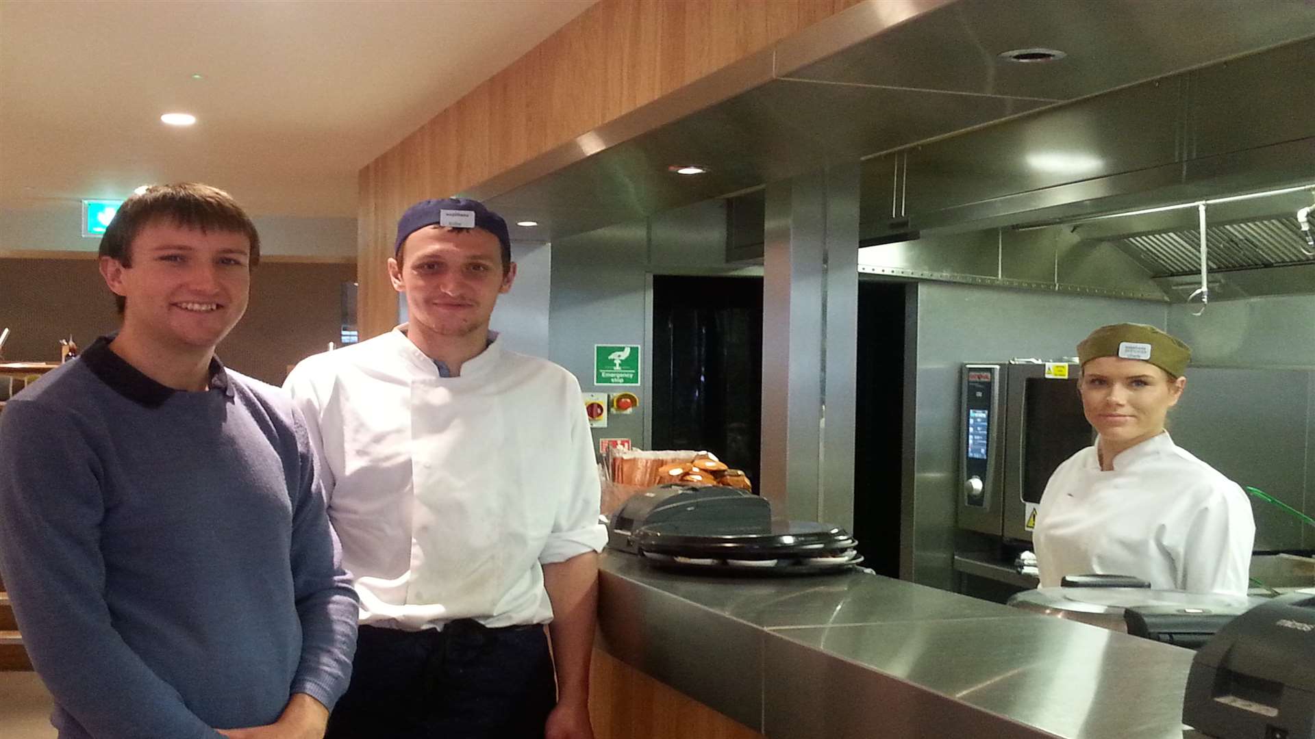Wagamama general manager Ash Field with kitchen porter Toby Grayland and Chels Harris, kitchen team leader.