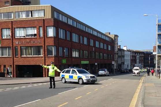 Police closed the road. Picture: Julia Collins.