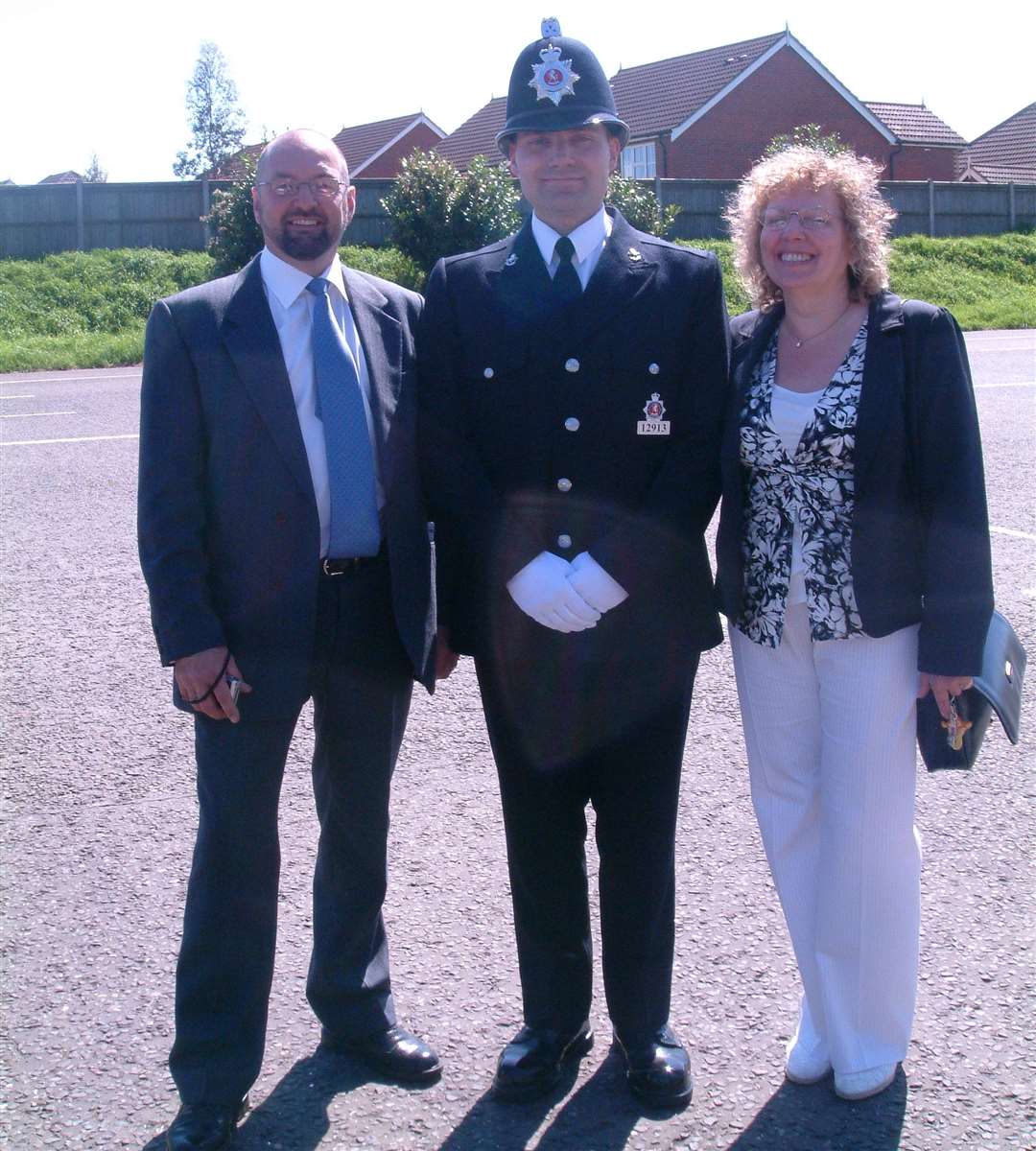 Mark with his mum Sheila Turner and stepdad, Richard Turner - he was a police officer for 13 years. Picture: Julia Hannaford