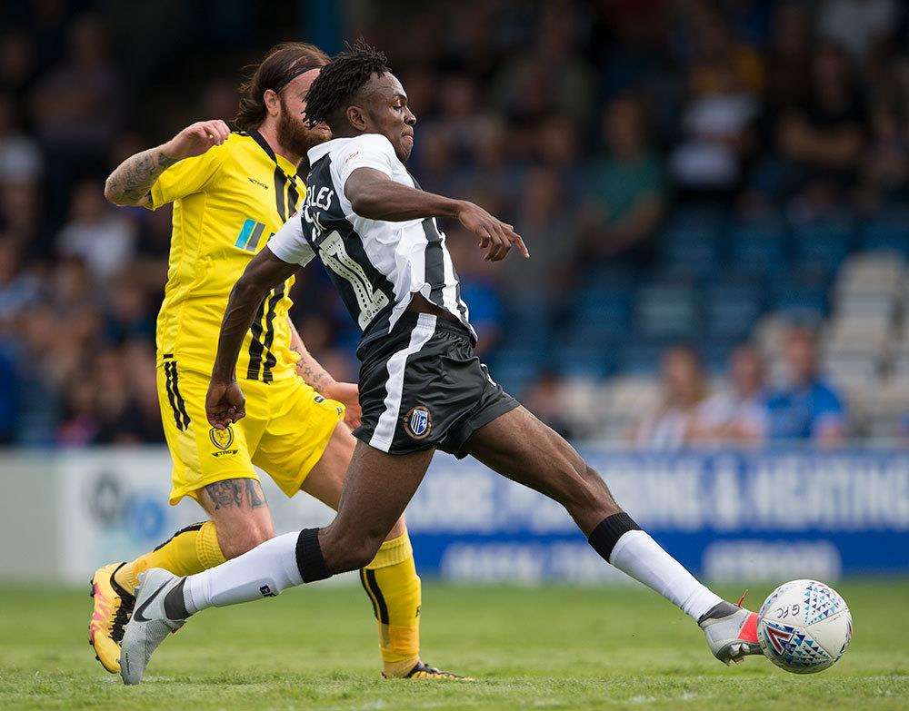 Gillingham in action against Burton Albion, Regan Charles-Cook on the ball. Picture: Ady Kerry