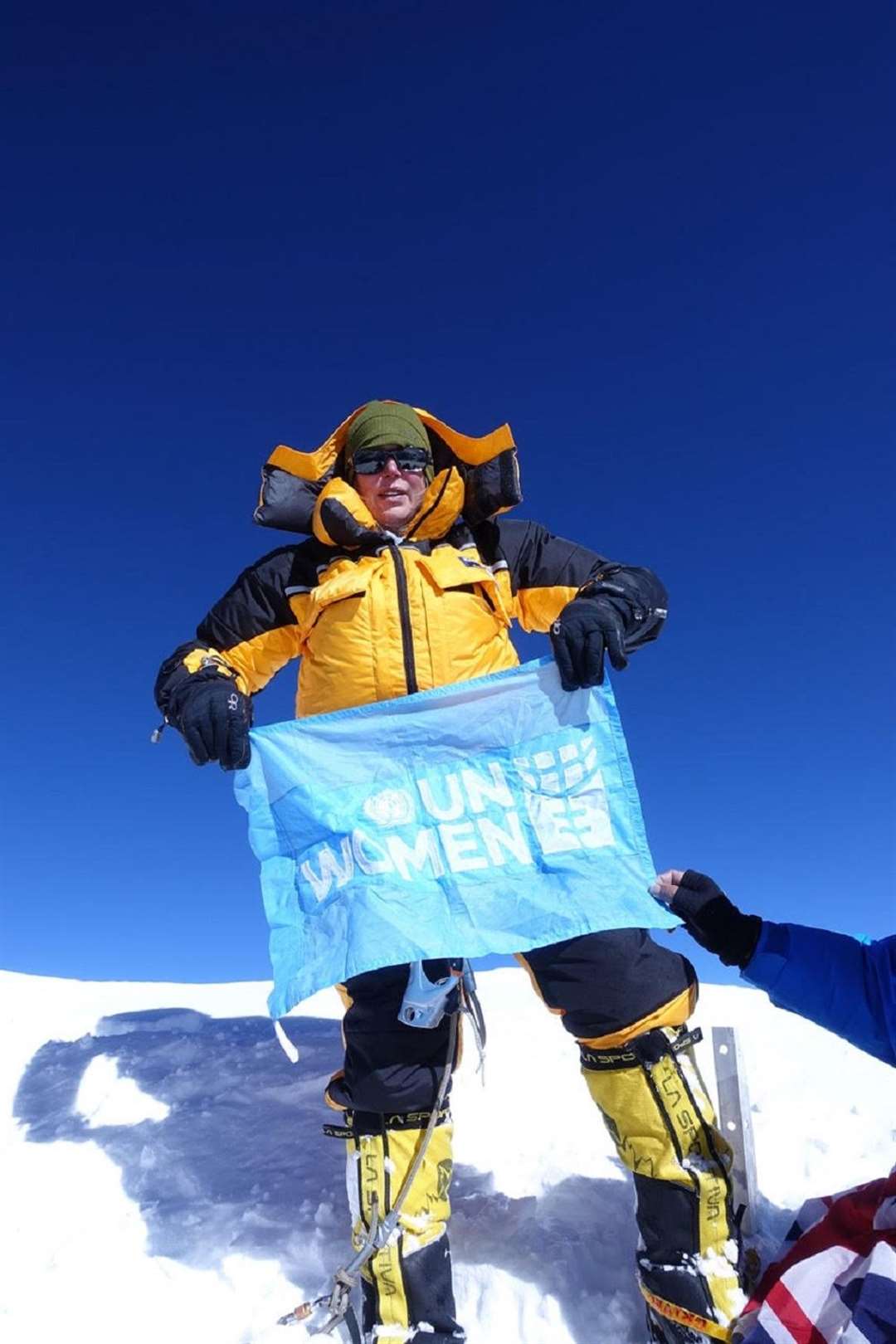 Ms O’Brien at the top of K2, the second highest mountain in the world, in 2017 (Vanessa O’Brien/PA)