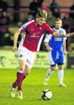 Ebbsfleet go on the attack against Stalybridge Celtic at Stonebridge Road on Tuesday night. Picture: Peter Still