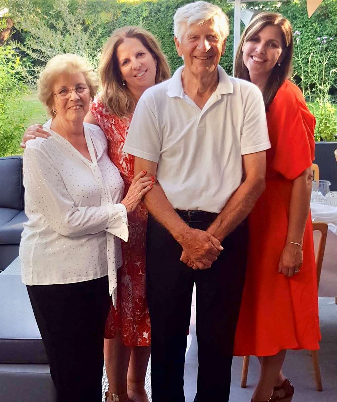 Bryan with Betty and their two daughters on their diamond wedding anniversary