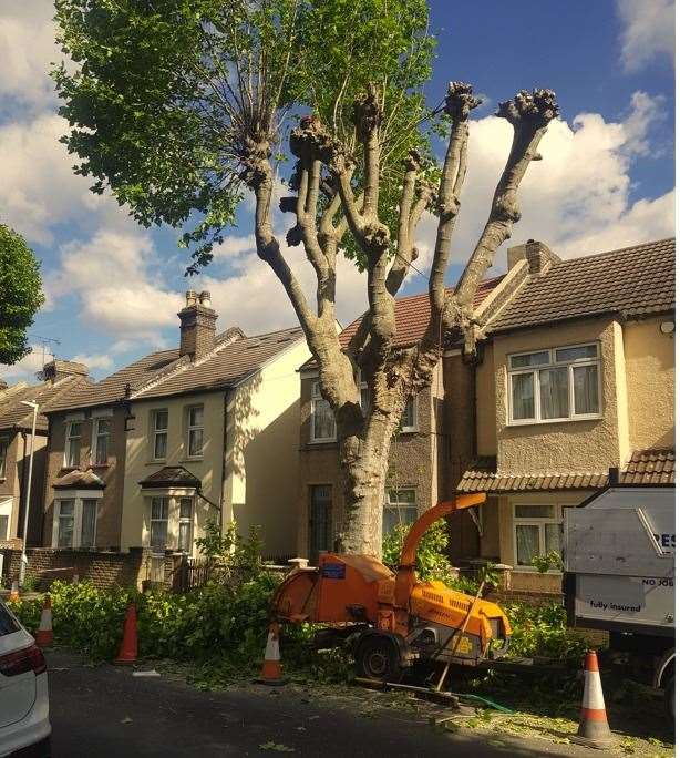 Work has temporarily stopped in Colney Road, Dartford. Photo: Laura Edie