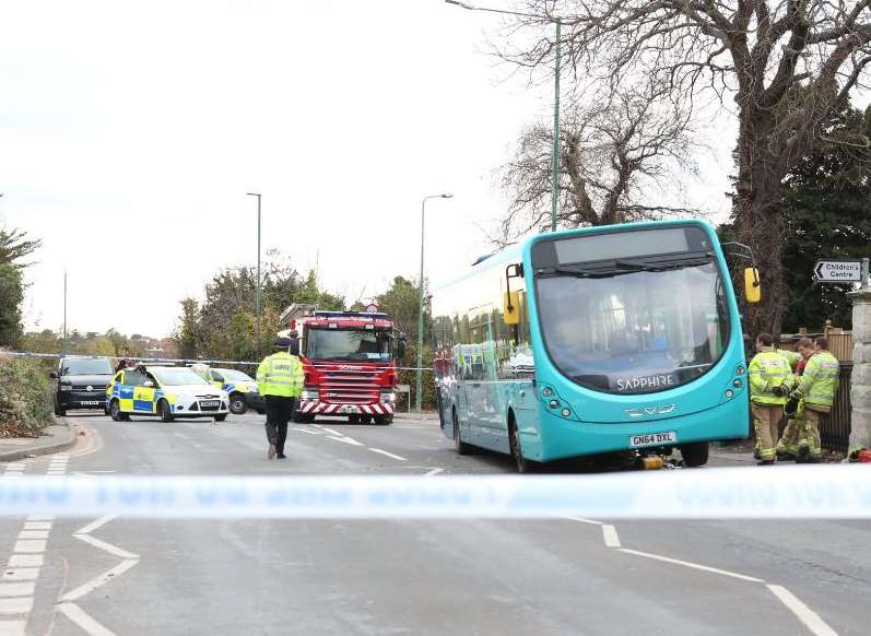 The pedestrian was hit by a bus. Picture: UK News in Pictures.