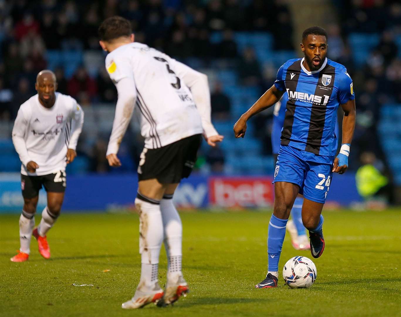 Gillingham midfielder Mustapha Carayol weighs up his options. Picture: Andy Jones