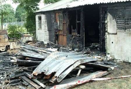 After the fire: the cricket pavilion was left in tatters