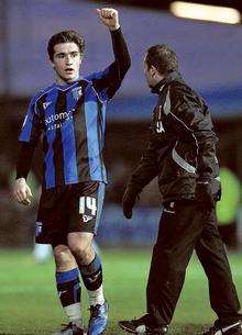 Luke Rooney thanks the travelling Gillingham fans at full-time