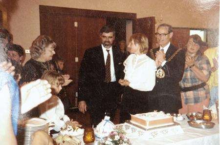 L-R centre: Robin Raines, wife Andrea and sittingbourne Mayor