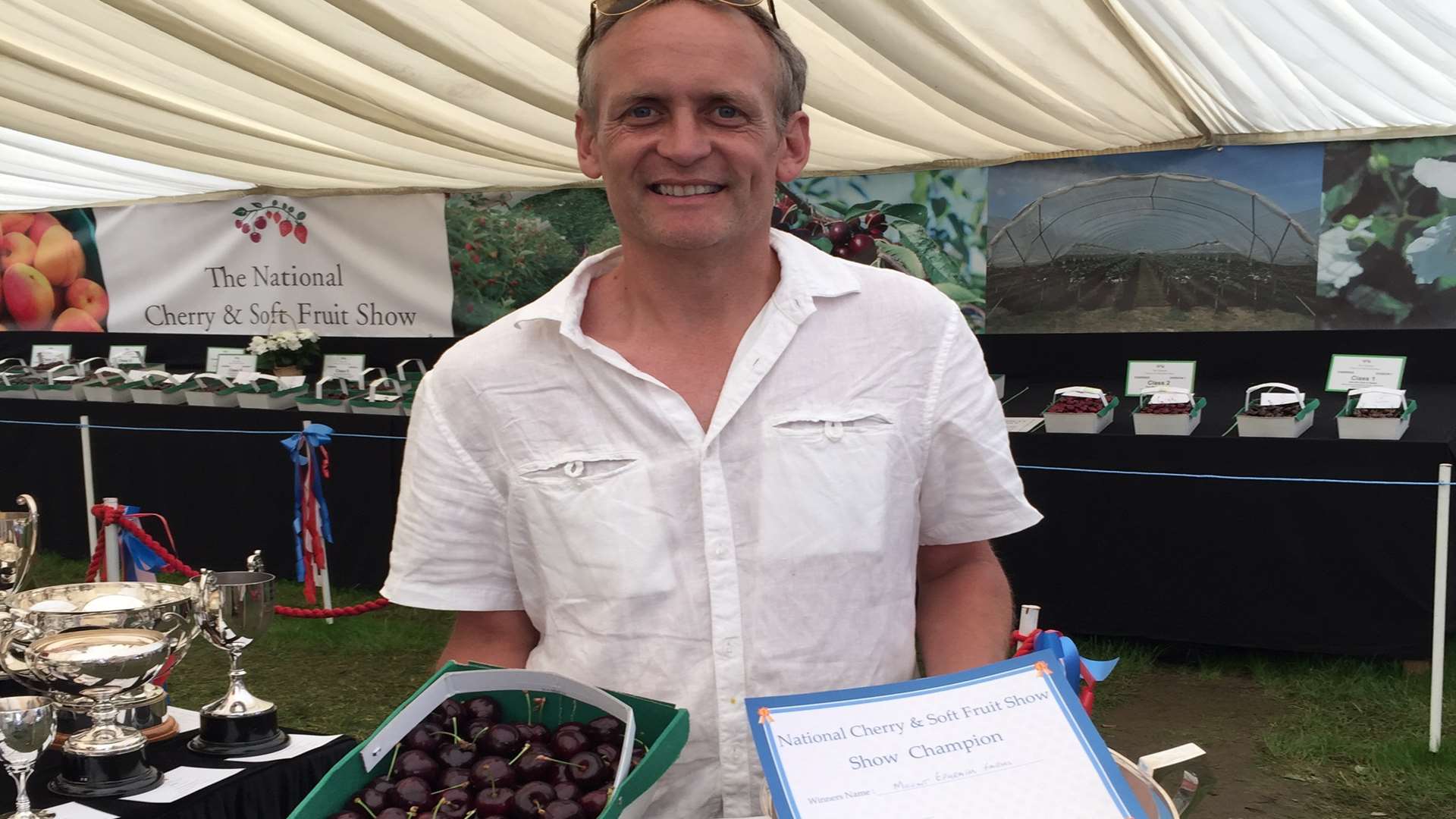 Will Dawes with his award-winning cherries which will be sampled by the Queen.