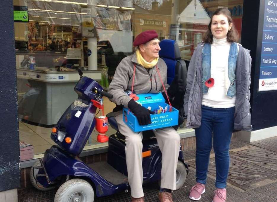 David with his grand-daughter Lia collecting for the Poppy Appeal in West Malling