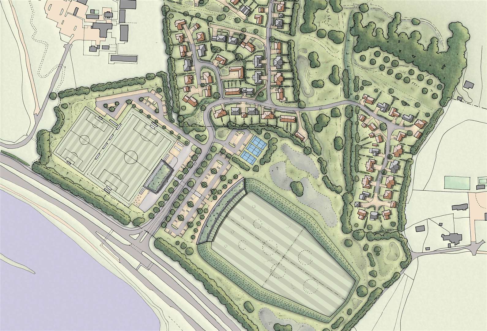 Plans for new purpose-built community sports hub at the Oast Park Golf Course off Castle Way just outside Snodland. Photo: Hollaway Studio