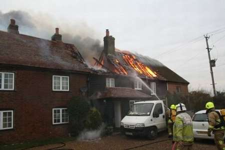 Firefighters tackle blaze at Woodenesborough. Picture: Kent Fire and Rescue.