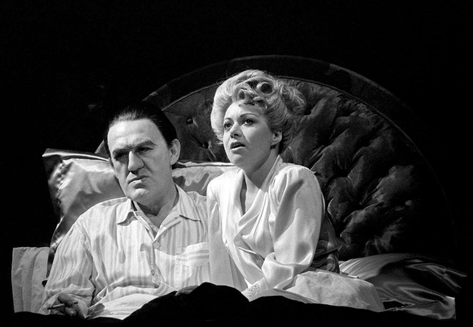 Elaine Paige as Eva Peron in musical, Evita, in a scene with Joss Ackland, playing dictatorial president Juan Peron (PA)