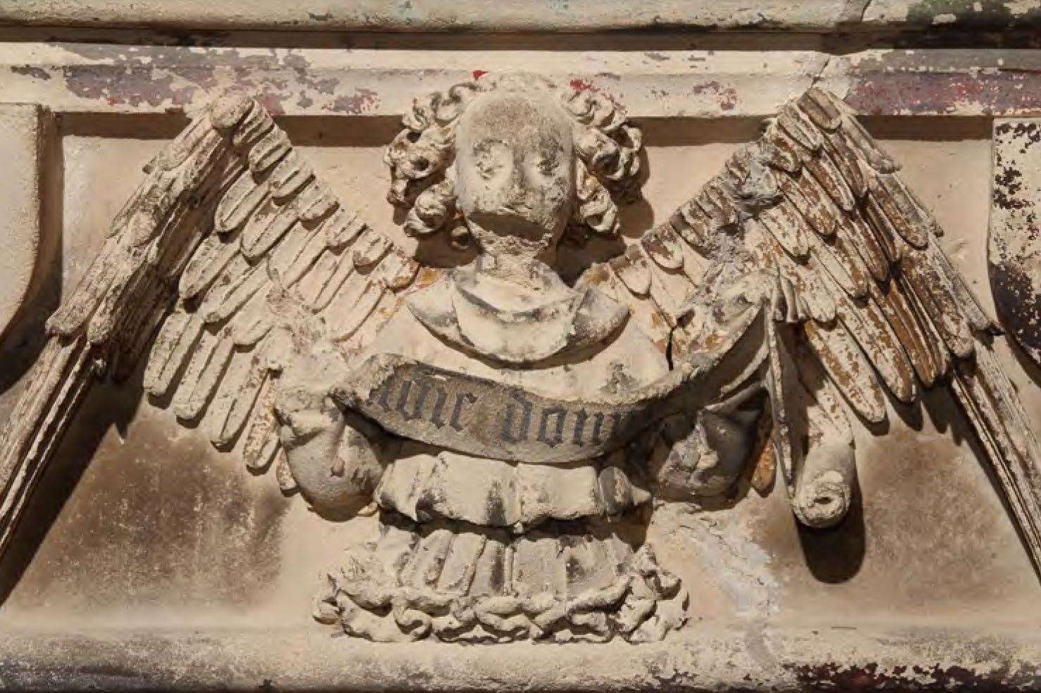 One of the remaining original angel carvings in Canterbury Cathedral