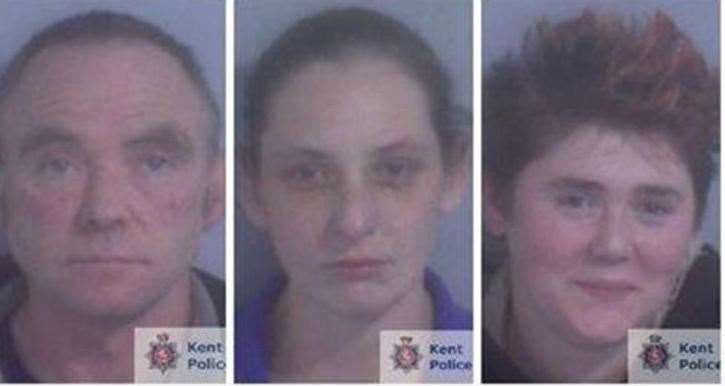 Glenn Pollard, Hayley Weatherall and Heather Pollard were sentenced to a combined 57 years in prison at Maidstone Crown Court in 2018. Picture: Kent Police