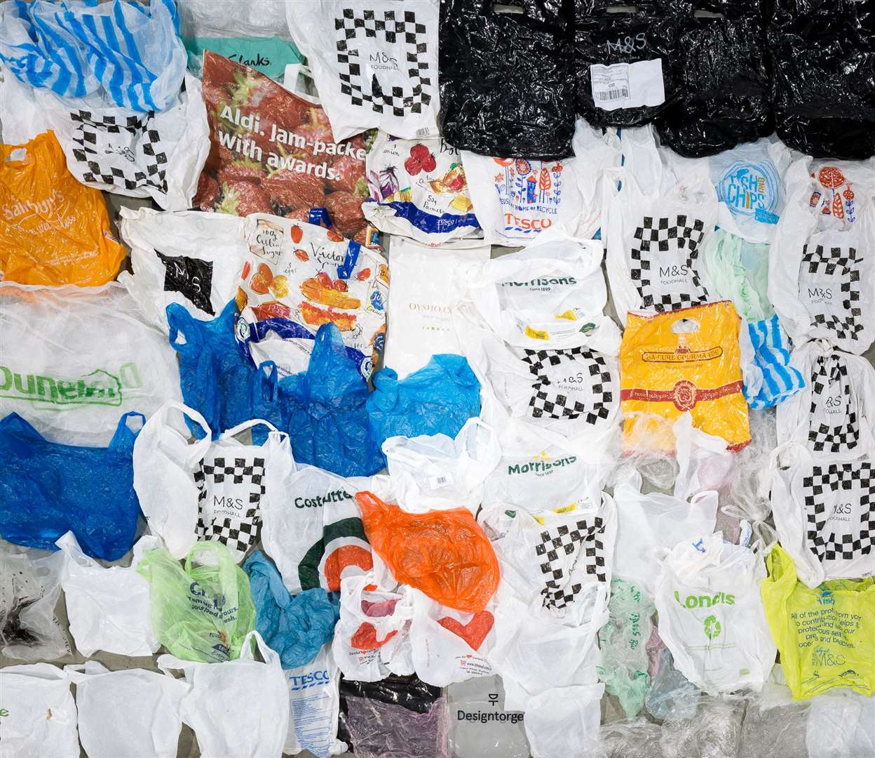 Plastic bags collected by Everyday Plastic campaigners (Everyday Plastic/PA)