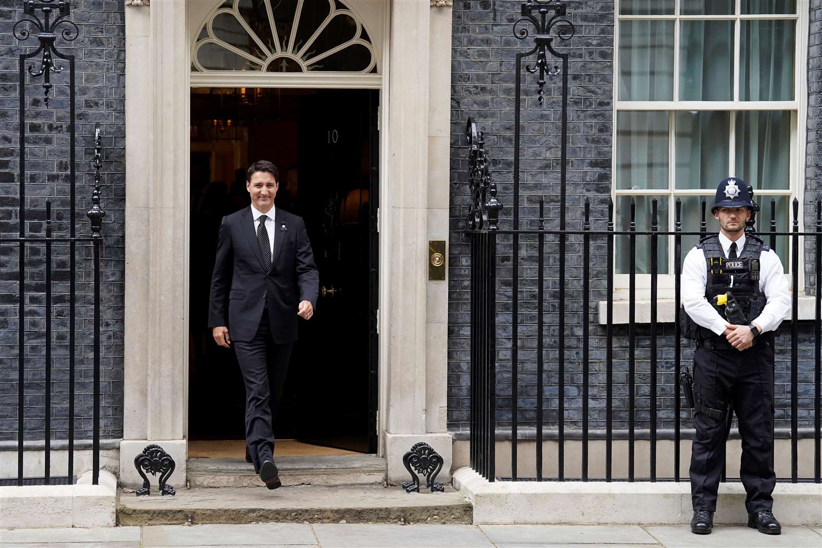 Canadian PM Justin Trudeau leaves No 10 after meeting Liz Truss (Stefan Rousseau/PA)