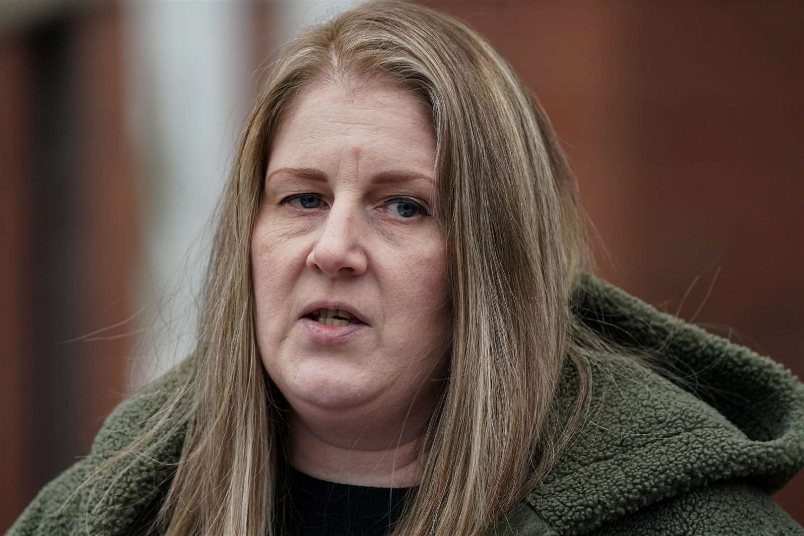 Sarah Andrews delivers a statement outside Nottingham Magistrates’ Court (Jacob King/PA)