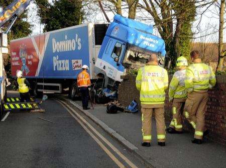 Emergency services at the scene of the crash on Wednesday morning.