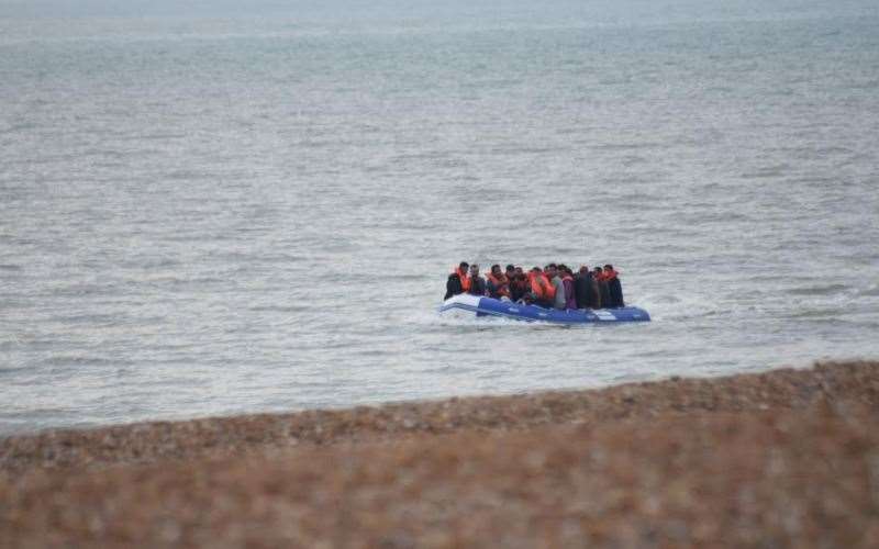 Migrants arriving on the beach at Dungeness. Picture: PD Photography