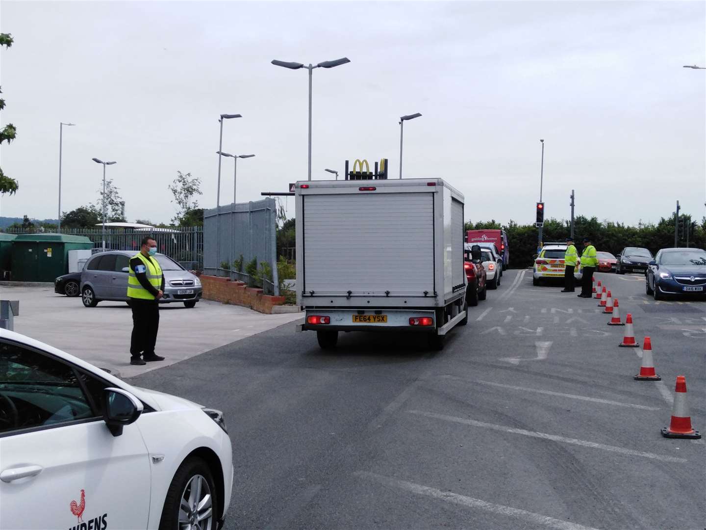 People were so keen to get their fast food fix that police community support officers were recruited to control the traffic. This was in Aylesford.