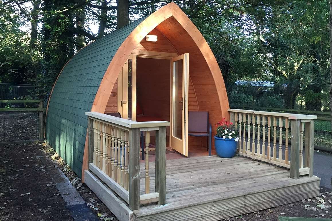 Pinewood camping pods at Port Lympne Reserve