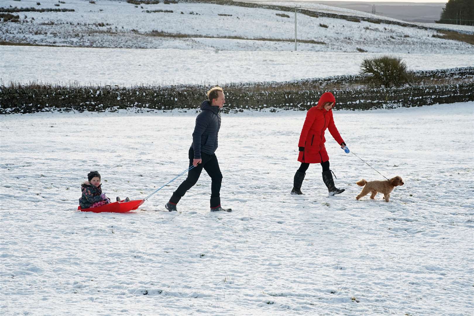 Snow on the hills near Hexham, Northumberland, on Christmas Day (Owen Humphreys/PA)