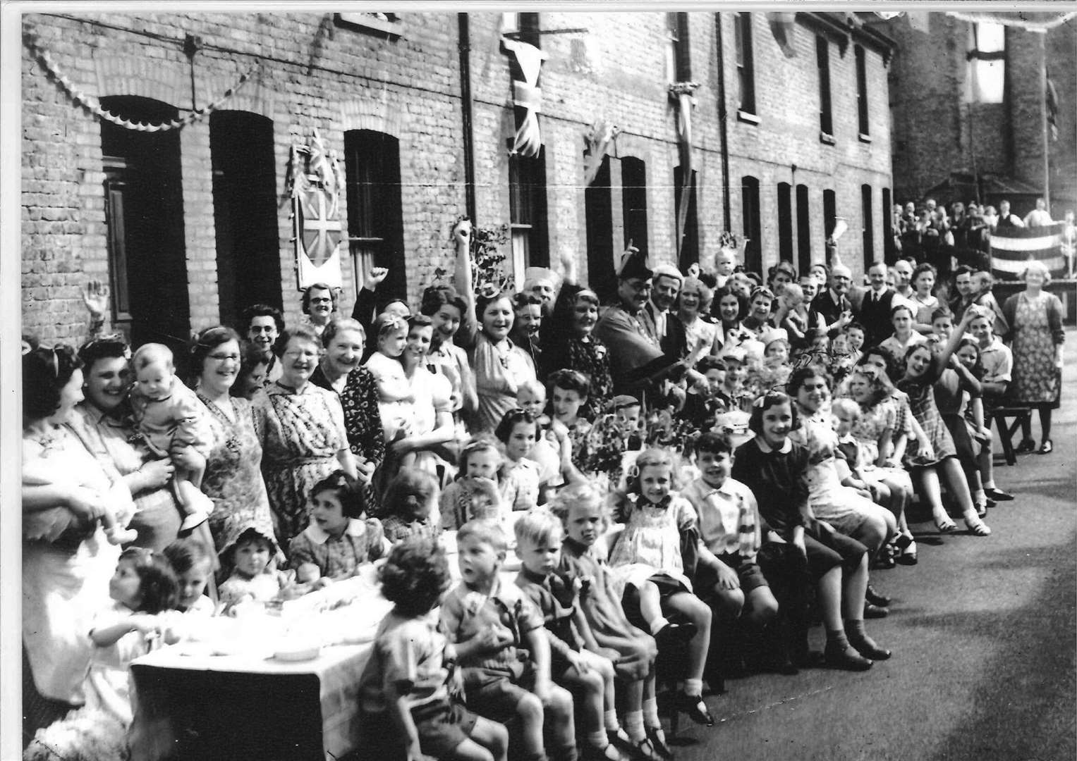 VE Day party, May 1945, in Church Street, Rochester. Picture supplied by Lesley Cunningham