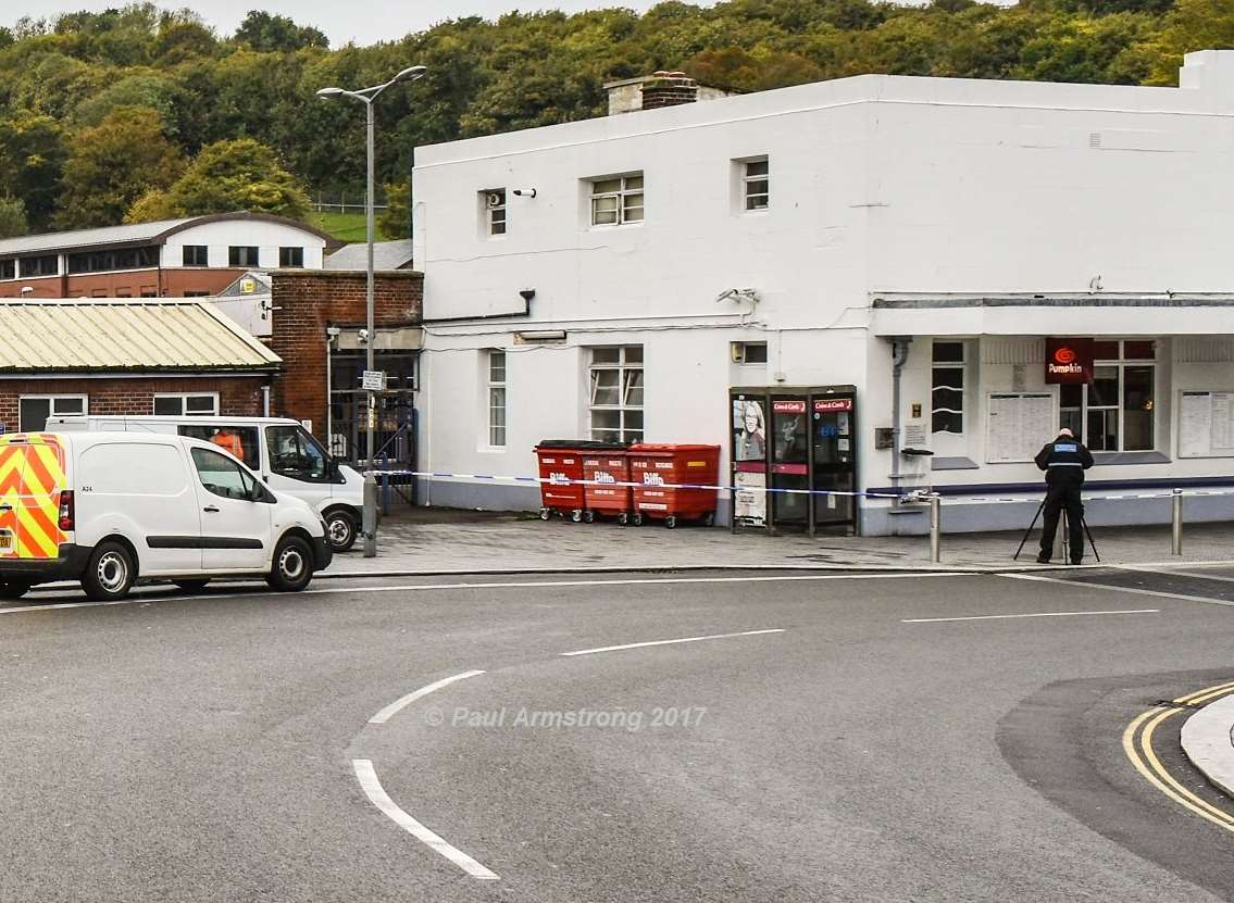 Police cordoned off the station after an assault. Picture: Paul Armstrong