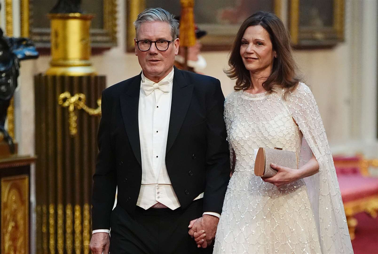 Labour leader Sir Keir Starmer with his wife Victoria at the state banquet for the Japanese emperor (Aaron Chown/PA)