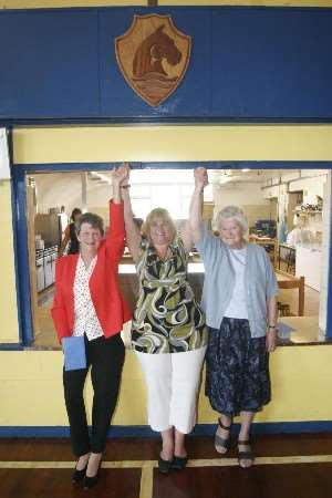 Evelyn Heard and Stella Webb with deputy head Lynsey Dunn