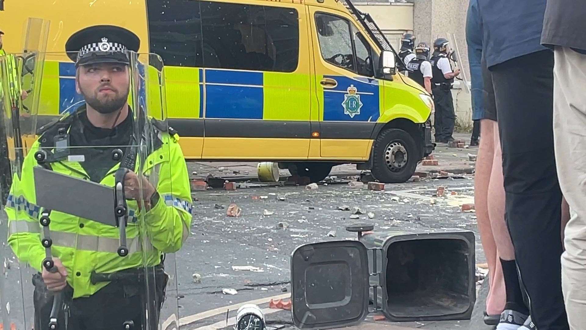 Trouble flares during a protest in Southport, after three children died in a stabbing during a Taylor Swift event at a dance school (Richard McCarthy/PA Wire)