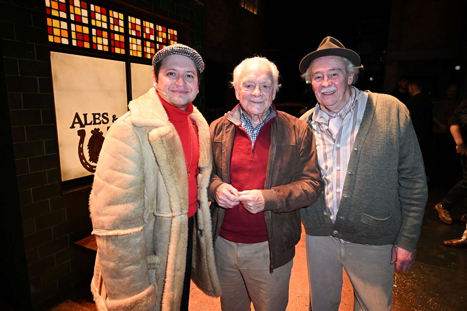 Actor Sir David Jason (centre) who played Del Boy on TV with Sam Lupton (left) who takes the role on stage and comedy star Paul Whitehouse, who plays Grandad (Doug Peters/PA)