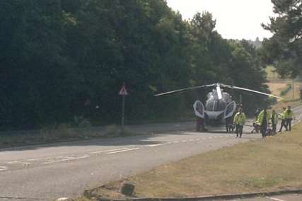 Emergency services at the scene of the crash on the A20