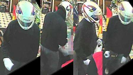 Crash helmet in robbery at Texaco in Chatham