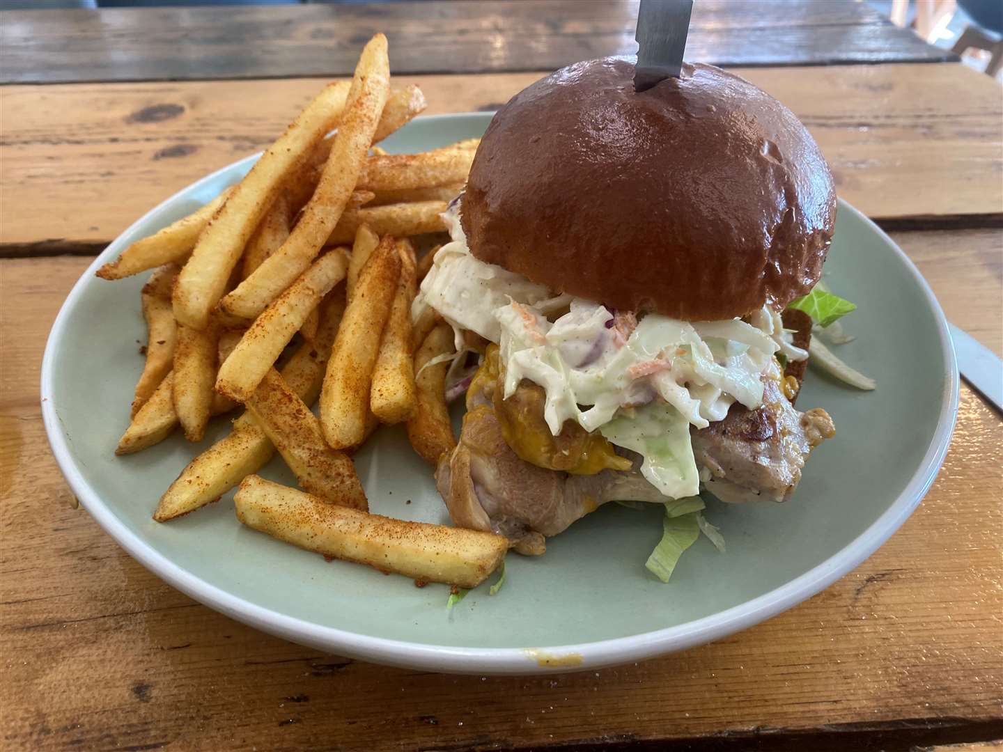 The chicken burger with cajun fries