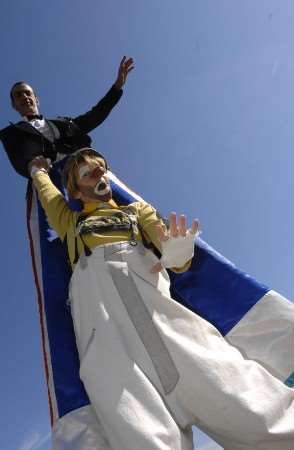 Clowns Valery Kashkin and Valentina Rumyantseva from the Moscow State Circus which may have to cancel its Canterbury dates