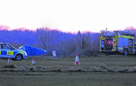 Scene of air crash at Rochester Airport