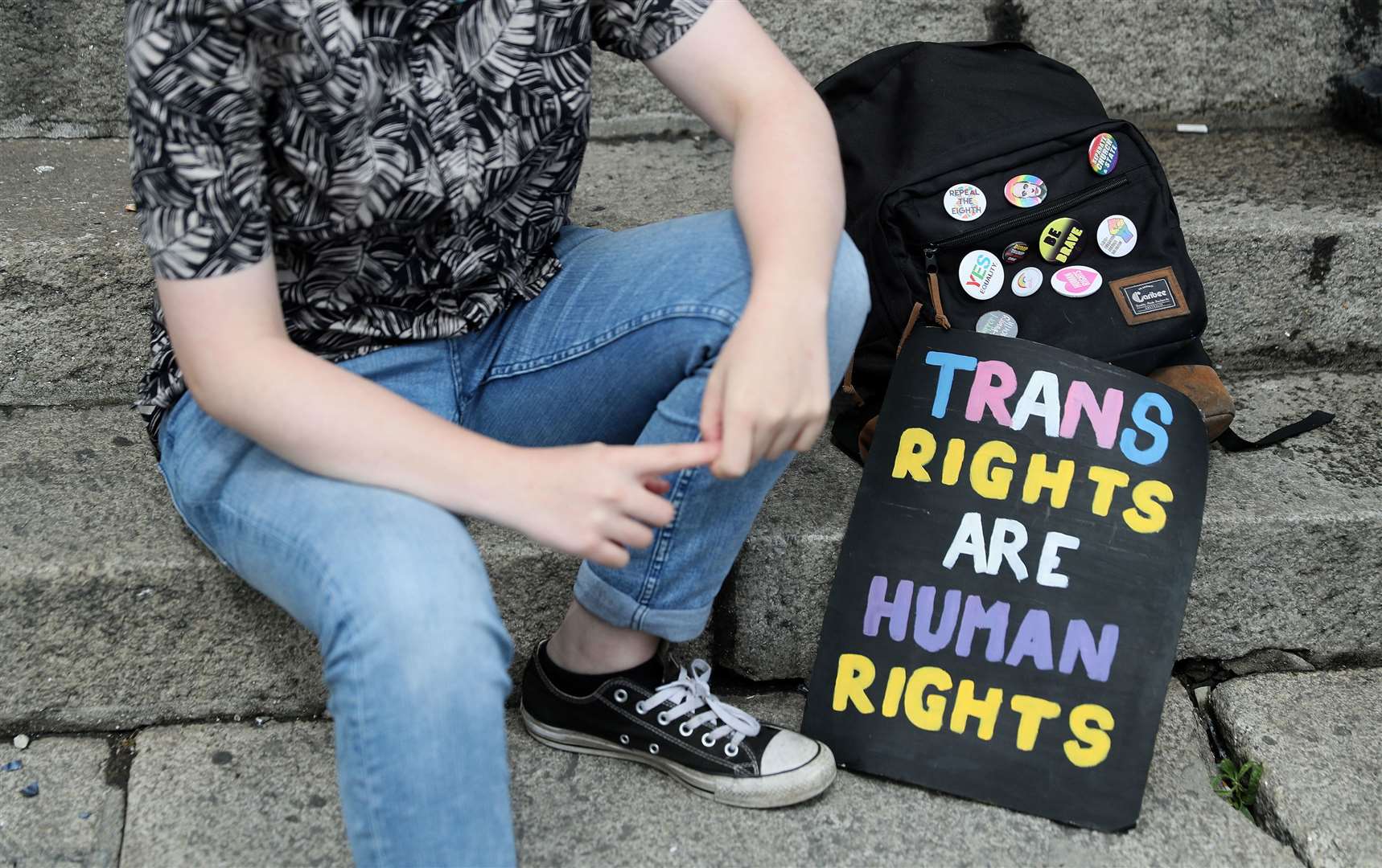 A Trans Pride campaigner in Dublin (Brian Lawless/PA)