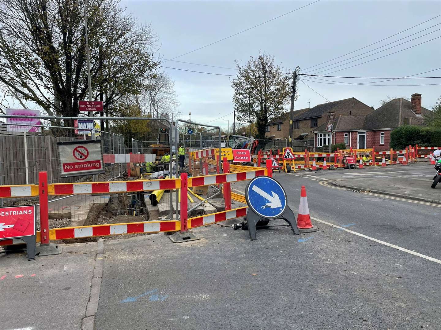 Halfway Road on Sheppey is currently shut for major gas works by SGN. Picture: Joe Crossley