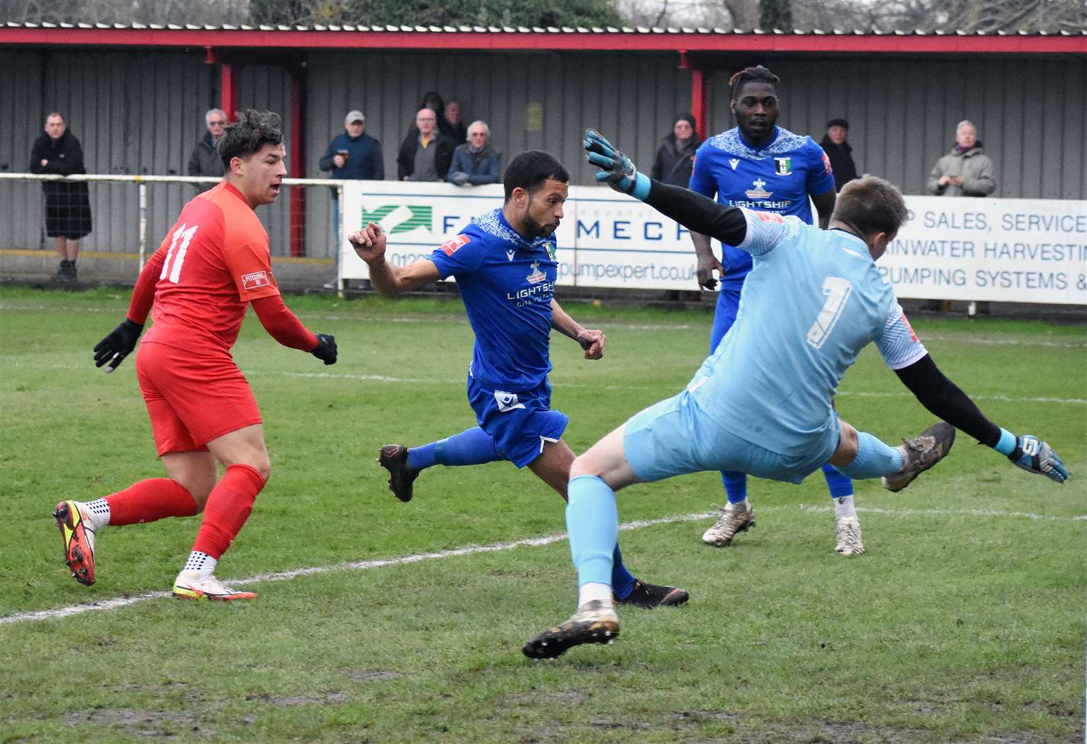 Hythe forward Tyler Sterling makes it 1-1 against Cray Valley Picture: Randolph File