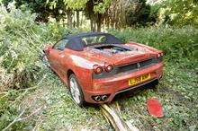 The crashed Ferrari
