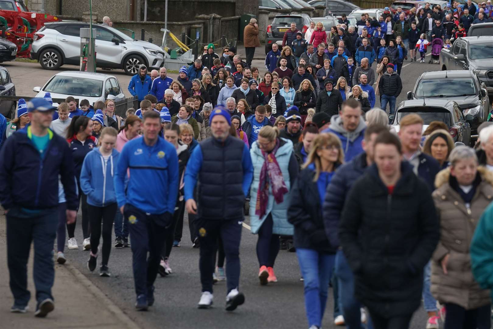 Crowds gathered in Beragh, about eight miles from Omagh (Brian Lawless/PA)