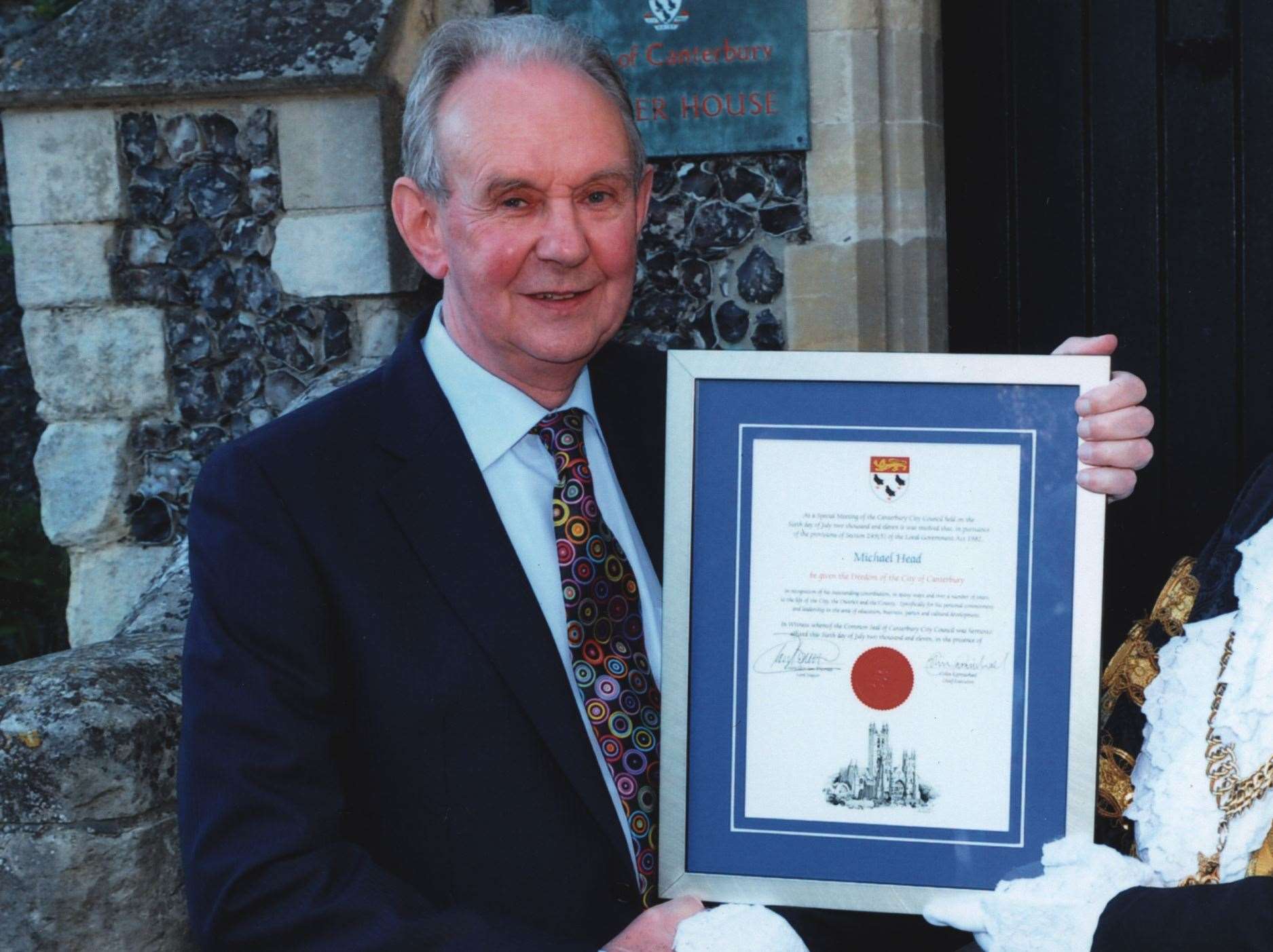 Michael Head receiving the Freedom of the City of Canterbury in 2011