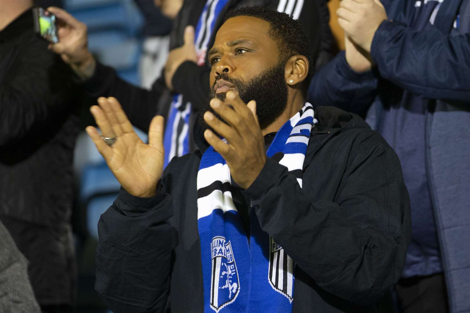 The Hollywood actor sat in the Lower Medway stand. Picture: Kent Pro Images