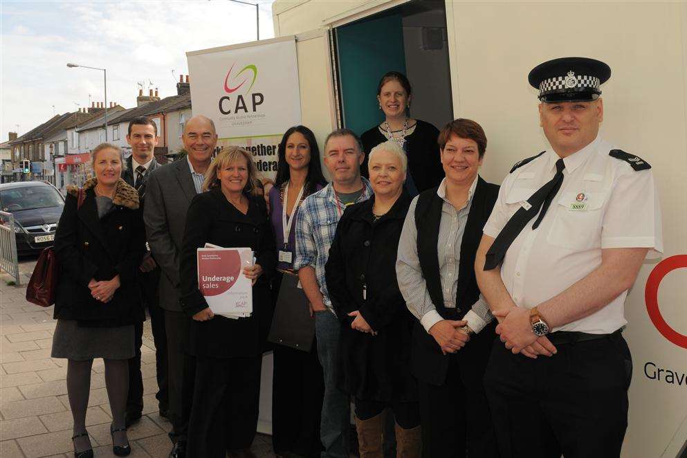 The team outside the Co-op, Perry Street, Northfleet