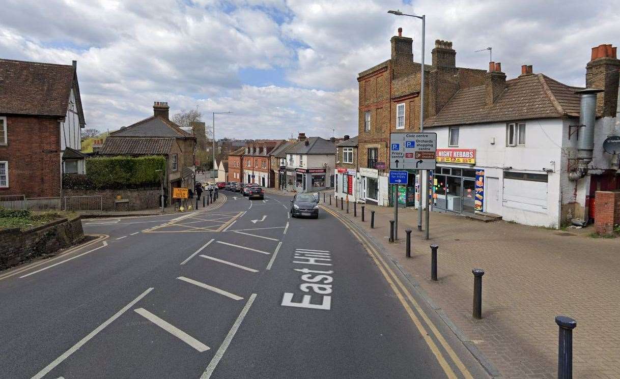 Police are searching for a man after he reportedly exposed himself on East Hill, in Dartford. Picture: Google Maps